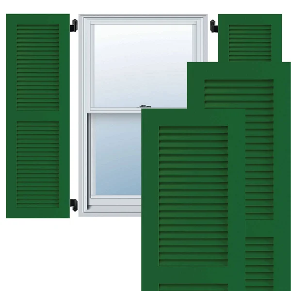 Ekena Millwork CWL18X060CGC 18x22W x 60x22H Exterior Composite Louvered Shutters (Per Pair) - Chrome Green