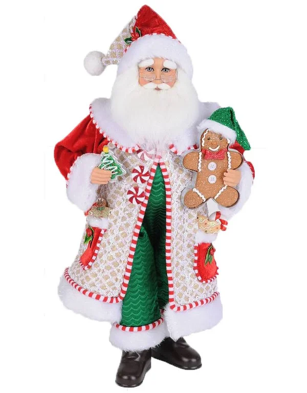 Karen Didion Originals Whimsical Gingerbread Santa Figurine - 19 Inches