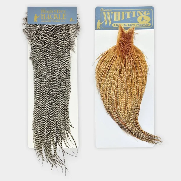 Whiting High & Dry Hackle Cape Grizzly Dyed Golden Olive