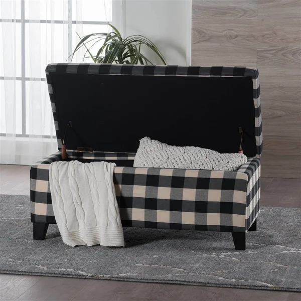 Noble House Breanna Storage Ottoman in Black and Dark Brown