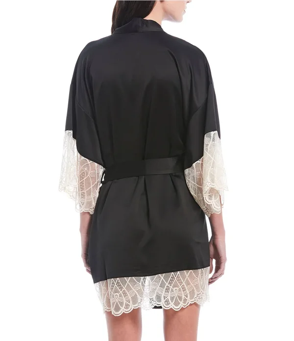 Flora Nikrooz Gabby Kimono Robe - Medium, Black
