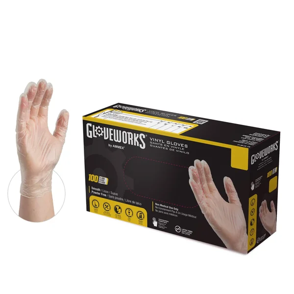 GlovePlus Clear Vinyl Industrial Latex Free Disposable Gloves (Case of 1000)