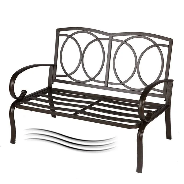 Cloud Mountain 2 Piece Outdoor Loveseat Furniture Bistro Set Garden Patio Metal Coffee Table Bench Sofa with Cushions, Gradient