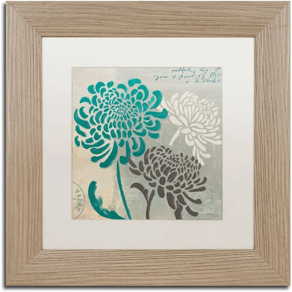Trademark Fine Art Chrysanthemums I by Wellington Studio, White Matte, Birch Frame 11x11-Inch