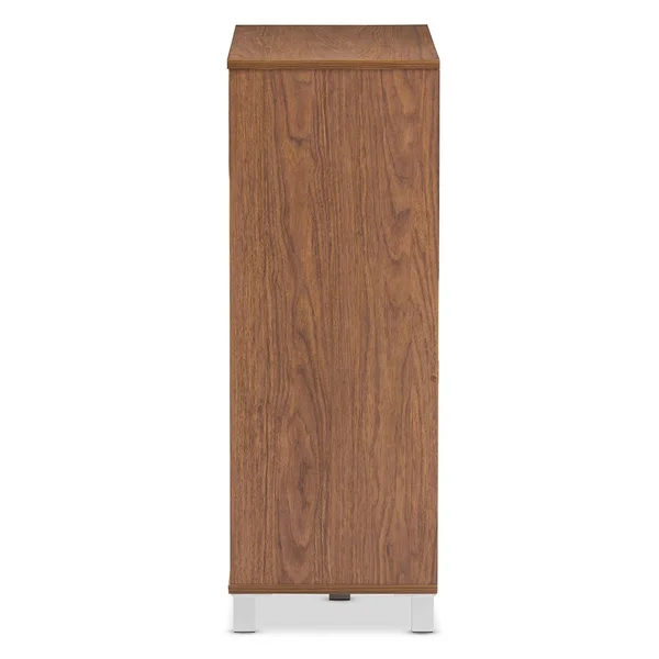 Baxton Studio Shirley 2 Door Shoes Cabinet with Open Shelves - Walnut Brown