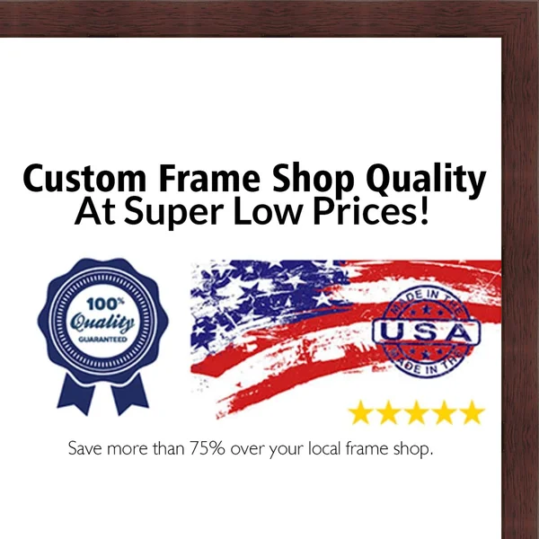CustomPictureFrames 23x23 - 23 x 23 Mahogany Flat Solid Wood Frame with UV Framer&s Acrylic & Foam Board Backing - Great for