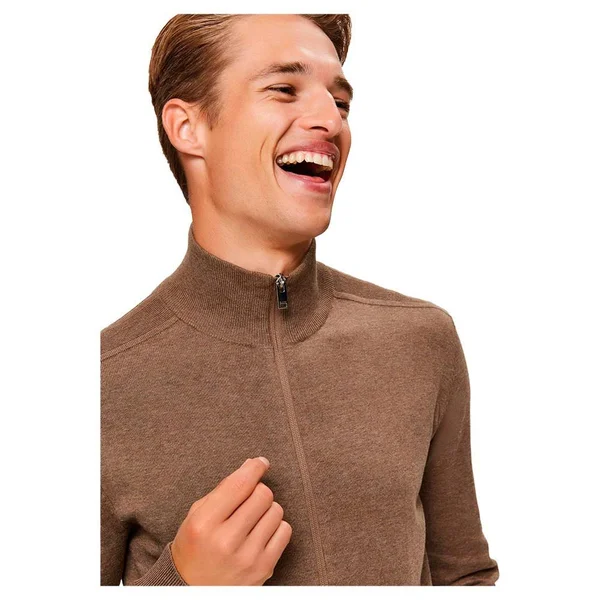 Selected Homme Pima Cotton Full Zip Cardigan - Neutral