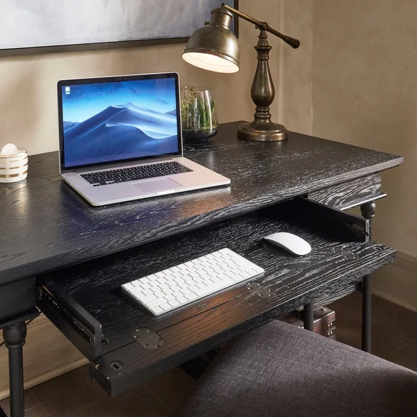 Inspire Q Barnstone Cornice 1-Drawer Storage Writing Desk by Artisan White Antique - Wood Finish