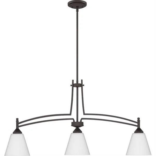 Linear Chandelier 3 Light Steel Brushed Nickel Finish with Opal Etched Glass - 71-BEL-3383575 - Bailey Street Home