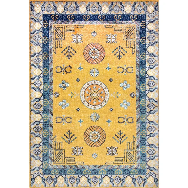 nuLOOM Vintage Border Motif Area Rug - Size: 5& x 7& 5 inch, Yellow