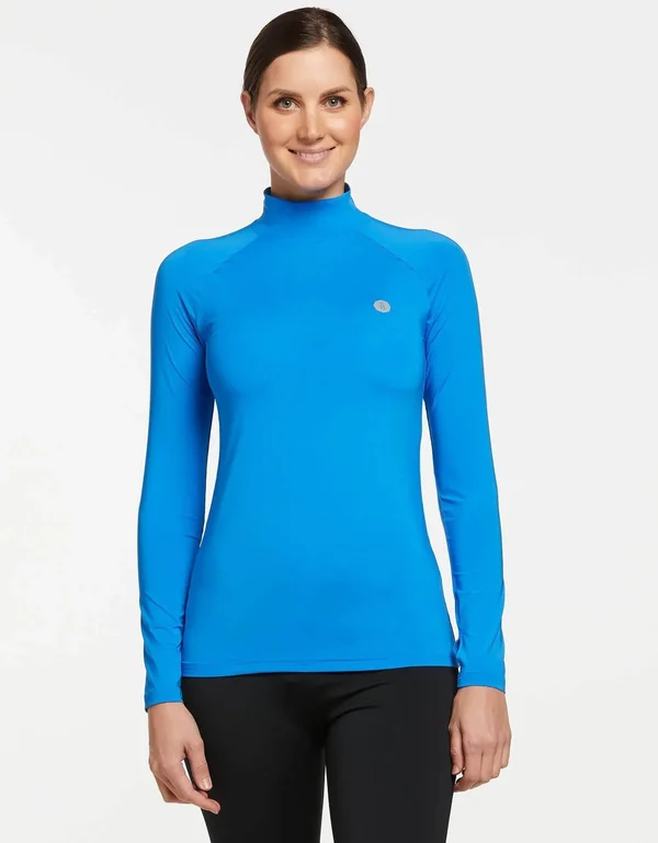 UPF 50+ Sun Protective Turtleneck Base Layer for Women, Solbari Silver