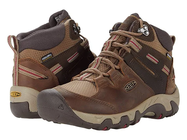 Keen Women's Waterproof Steens Leather Boot Size 5, in Toasted Coconut/Tibetan Red