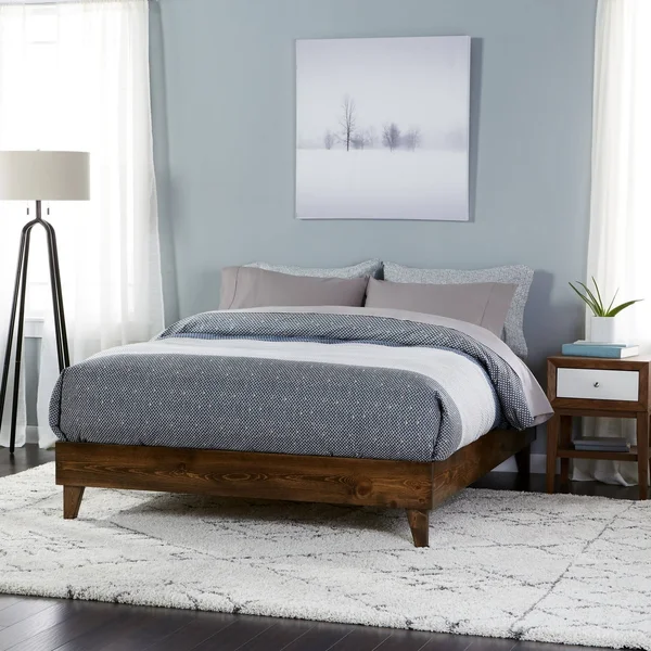 Kotter Home Solid Wood Mid-Century Platform Bed - Grey/White Wash - Full