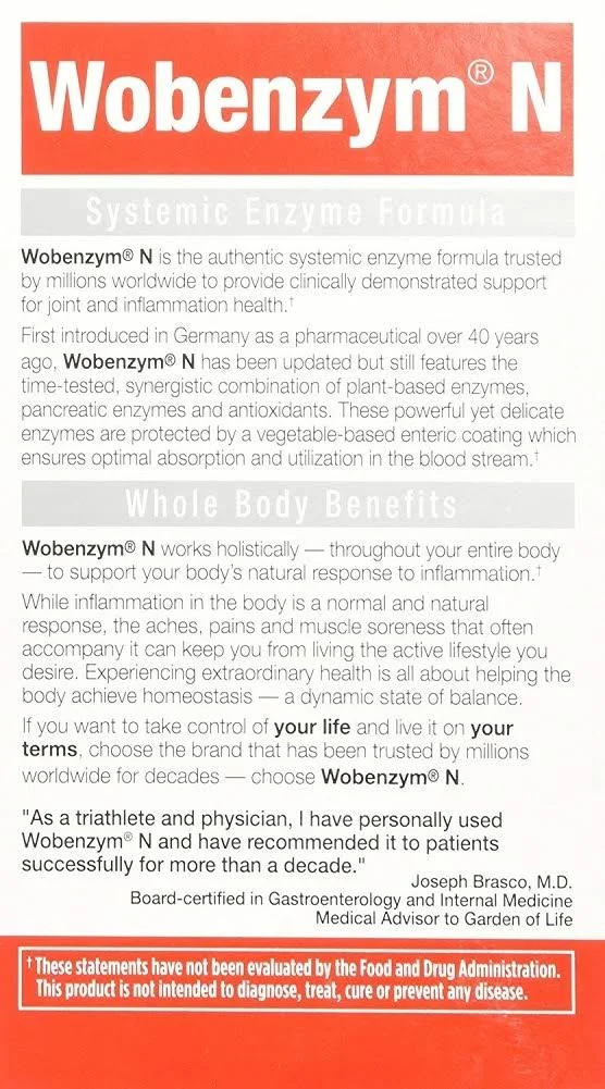 Wobenzym N Healthy Inflammation and Joint Support† 400 Tablets
