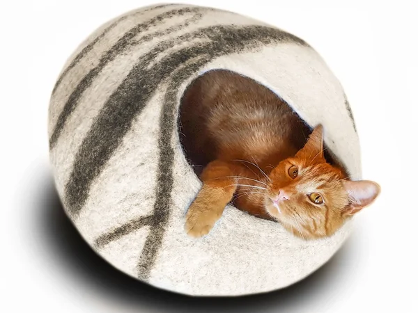 MEOWFIA Premium Felt Cat Cave Bed Large - Eco Friendly 100% Merino Wool Bed for