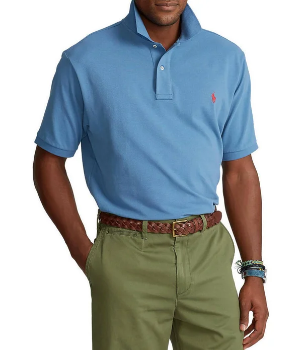 Polo Ralph Lauren Big Tall Classic-Fit Short-Sleeve Cotton Mesh Polo Shirt, Mens, 2XT, Delta Blue
