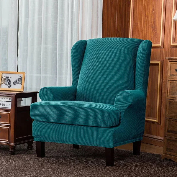 Bridie Wingback Chair Slipcover - Subrtex Standard, Sand Plaid