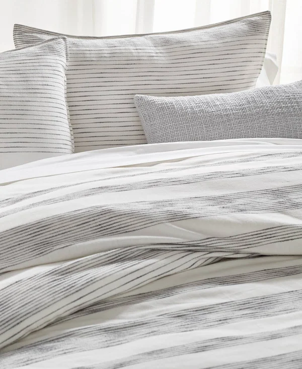 Dkny Pure Woven Stripe Duvet - Full/Queen, Ivory/ Black