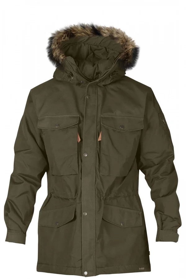Fjallraven Singi Winter Jacket Olive - Mens G-1000 Casual Jacket, Size S - Color Dark Olive