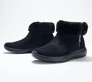 Skechers On-The-Go Faux Fur Ankle Boots - Enchanted - Size 9-1/2 Medium, Black