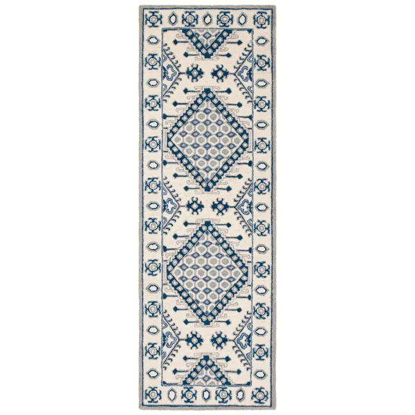 Safavieh Micro-Loop MLP511M 4&0x22 x 6&0x22 Ivory, Blue Area Rug