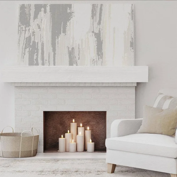 Ekena Millwork MANURS08X10X60UN 8x22H x 10x22D x 60x22W Rough Sawn Faux Wood Fireplace Mantel - Factory Prepped, Ready for Paint