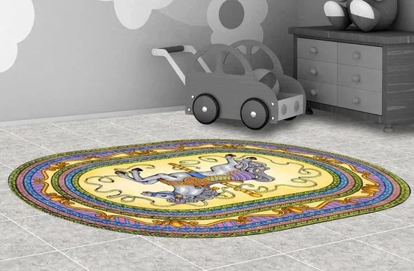 Joy Carpets 1473 Carousel Rug - Pink - 3&10x22 x 5&4x22 Oval