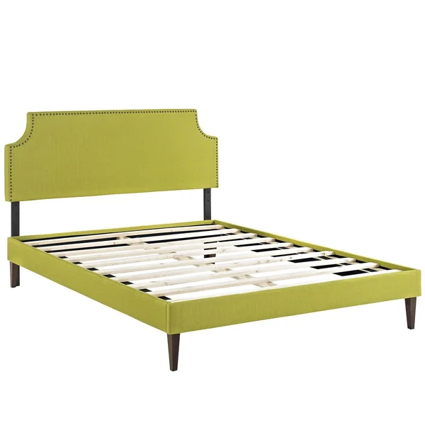 Modway Laura Queen Fabric Platform Bed with Squared Tapered Legs, Azure