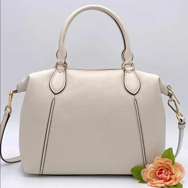 Michael Kors Bags - Michael Kors Lenox Pebbled Leather Satchel, Color: Cream/Gold, Size: Large, Comein_Clutch&s Closet