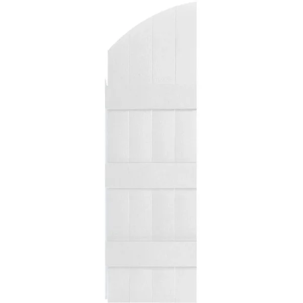 14 inchw x 81 inchh (74 inch Low Side) Lifetime Vinyl, Standard Four Board Joined w/ Archtop, Board-n-Batten Shutters, w/Install