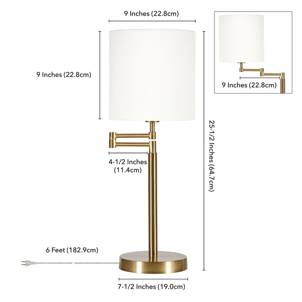 Moby Swing Arm Table Lamp with Drum Shade - Black