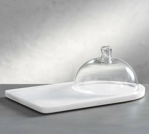White Marble Glass Domed Cheese Board - Cheese Boards & Knives - Serveware