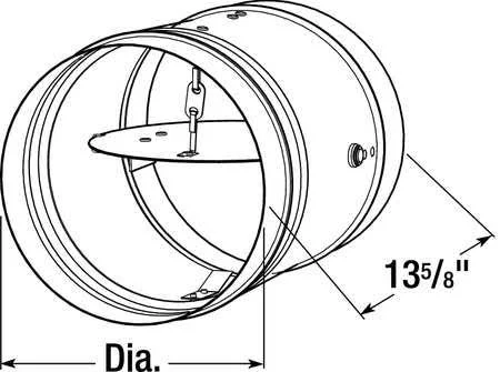 Dayton 2TFZ7 Round Fire Damper, 165 Deg F, 13-5/8 in. D
