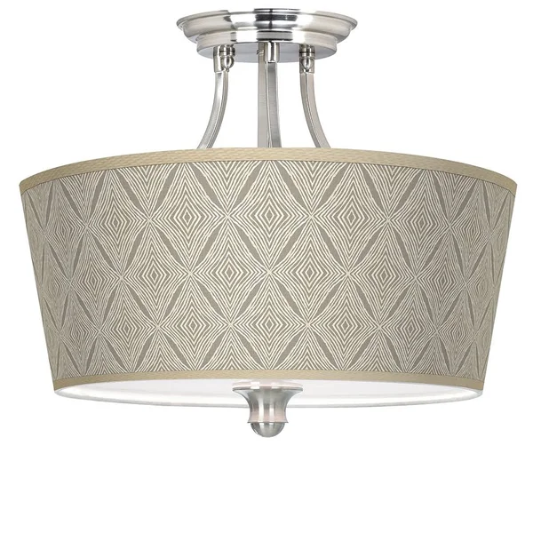 Giclee Gallery Moroccan Diamonds Tapered Drum Giclee Ceiling Light - Gray