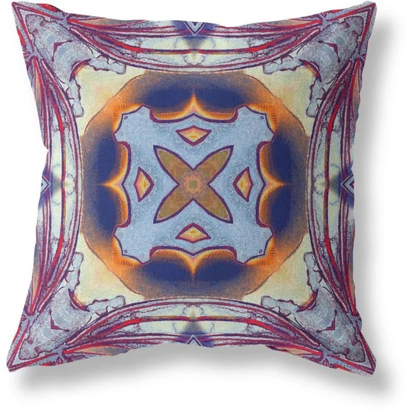 Pastel Floral Squares Blown Pillow Purple Peach Indigo Muted YL 26x22x26x22