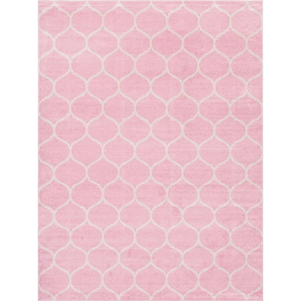 Unique Loom Rounded Trellis Frieze Rug, Pink, 10x14 ft