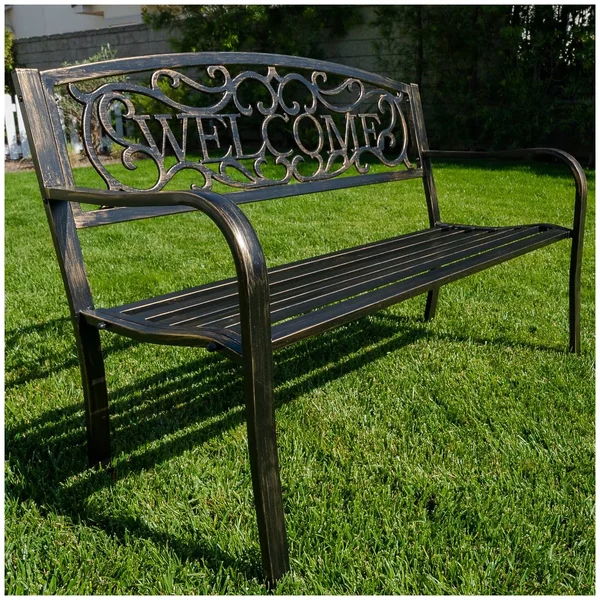 Belleze 50x22 Blossoming Garden Decorative Patio Park Bench, Bronze