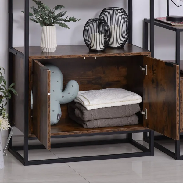 HOMCOM Storage Cabinet Bookcase with 3 Open Shelves Tall Organizer Multifunctional Rack for Living Room Brown