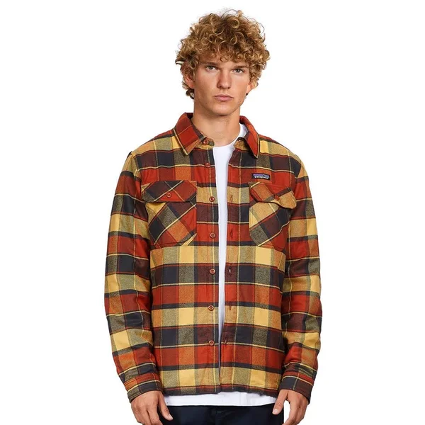 Patagonia Men's Insulated Fjord Flannel Jacket Red L