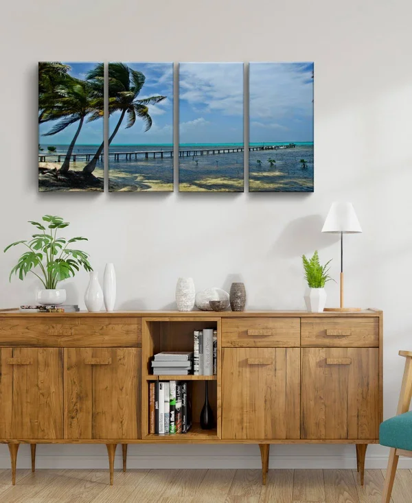 Ready2HangArt Maya Coast 4 Piece Wrapped Canvas Coastal Wall Art Set - 24x22 x 48x22 - Multi