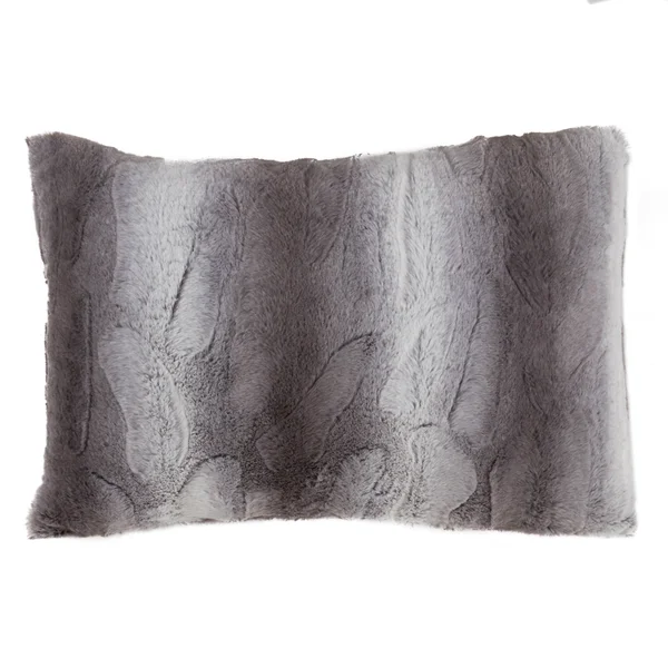 Saro Lifestyle Faux Fur Decorative Poly Filled Throw Pillow Grey 20 inchx20 inch Feather Down, Size: 20 x 20, Gray