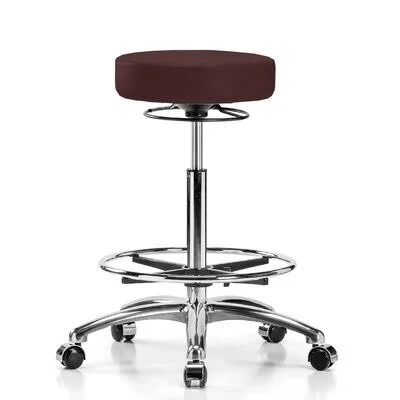 Height Adjustable Medical Stool with Foot Ring Perch Chairs & Stools Finish: Chrome - Upholstery: Colonial Blue Vinyl
