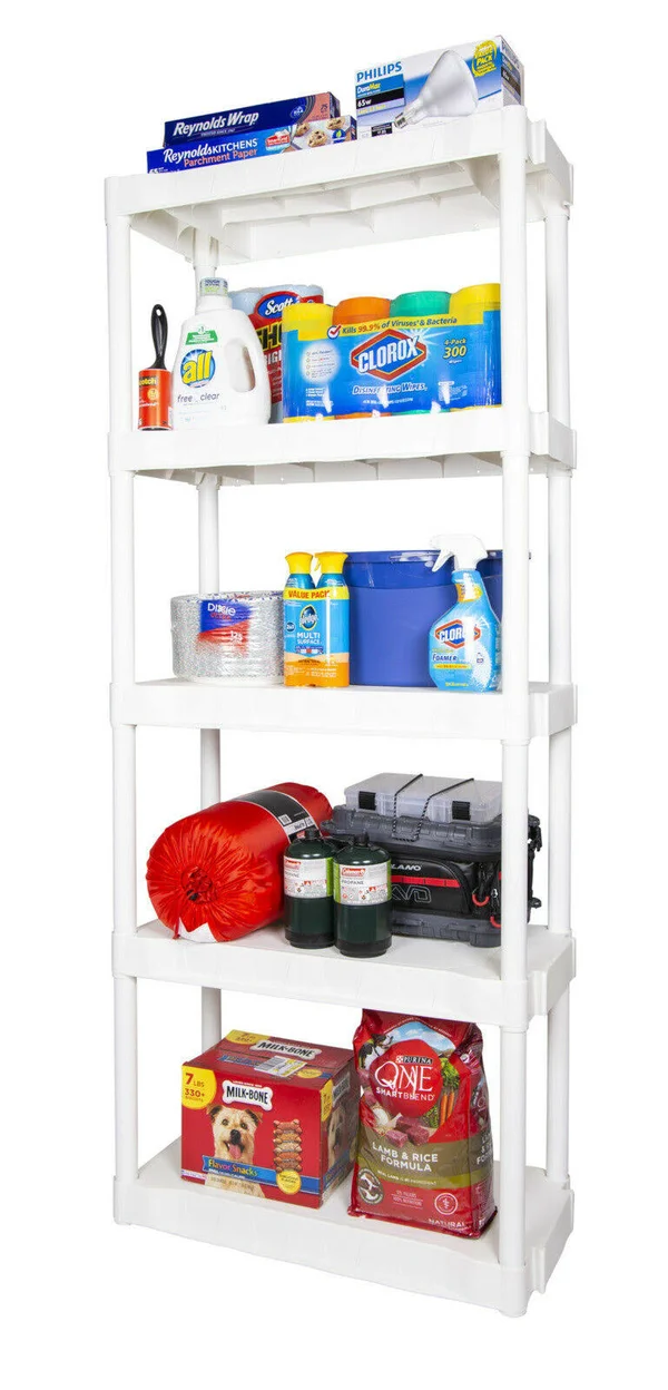 Plano 5-Tier Heavy-Duty Plastic Storage Unit - White