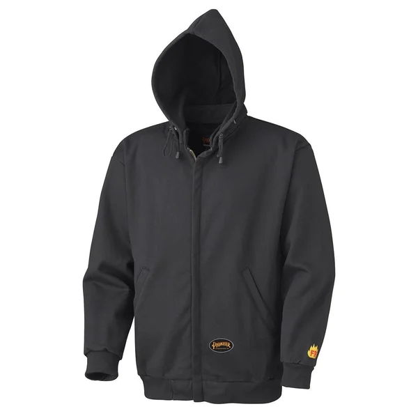 Pioneer V2570270-7XL Flame Resistant Heavyweight Safety Hoodie - Zip Style, Black, 7XL