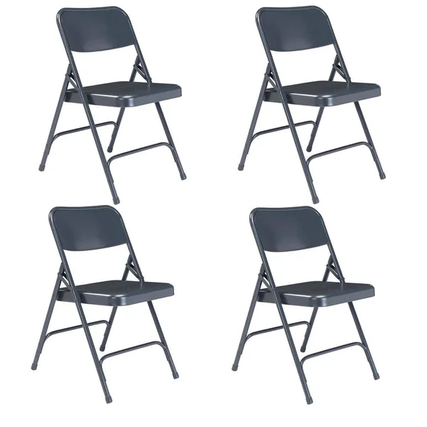 National Public Seating 4 Pack 204 Premium All-Steel Folding Chair, Blue/Blue 204 4