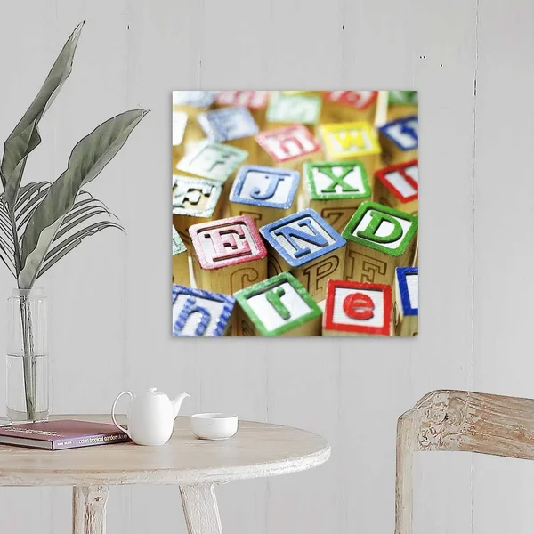 Close-up of Toy Building Blocks, Large Solid-Faced Canvas Wall Art Print, Great Big Canvas