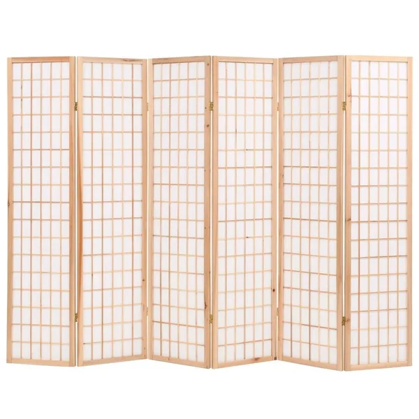 vidaXL Folding 6-Panel Room Divider Japanese Style 94.5x22x66.9x22 Natural