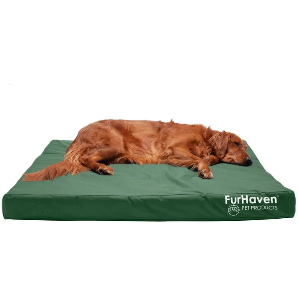 FurHaven Deluxe Mattress Dog Bed - Indoor/Outdoor Oxford Cooling Gel Foam - Forest, Jumbo