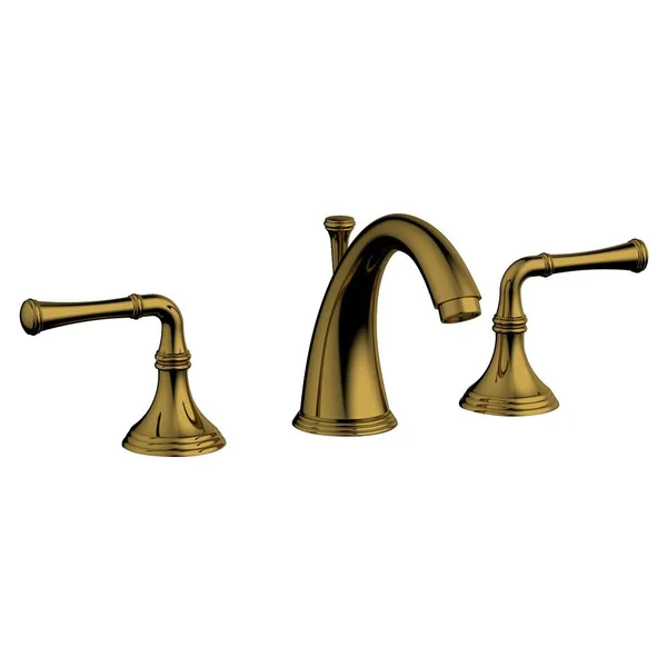 Phylrich D205-OEB 3RING 7 5/8x22 Double Straight Handle Widespread Bathroom Sink Faucet in Old English Brass
