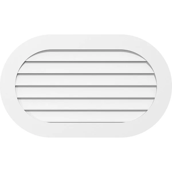 Ekena Millwork GVPRE42X3401SF 42x22W x 34x22H Horizontal Round Ended Surface Mount PVC Gable Vent: Functional, w/ 3-1/2x22W x 1x